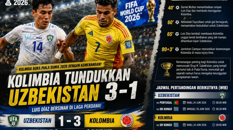 Piala Dunia 2026: Kolombia vs Uzbekistan 3-1, Luiz Diaz Bersinar