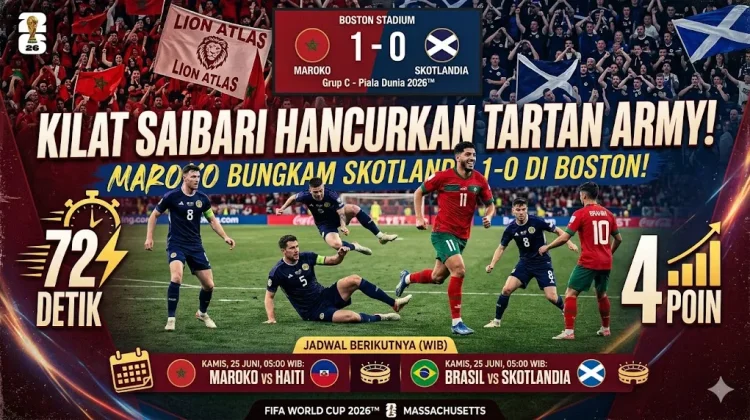 Piala Dunia 2026: Maroko vs Skotlandia 1-0, Kilat Saibari Pahlawan