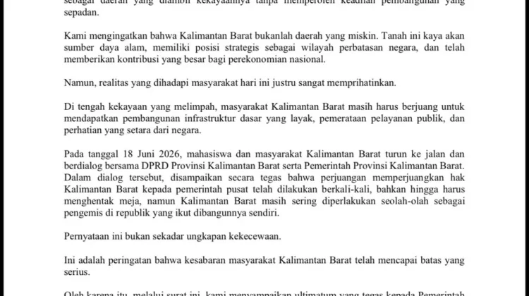 FOMDA Kalbar Kirim Surat ke Presiden Prabowo, Soroti Ketimpangan DBH