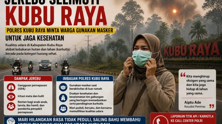Polres Kubu Raya Imbau Warga Gunakan Masker, Jerebu Karhutla Kian Pekat