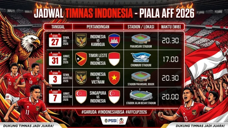 Jadwal Lengkap Timnas Indonesiadi di Piala AFF 2026