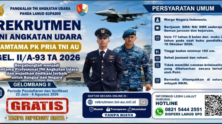 Rekrutmen Tamtama TNI AU Gelombang II Dibuka hingga 8 Agustus