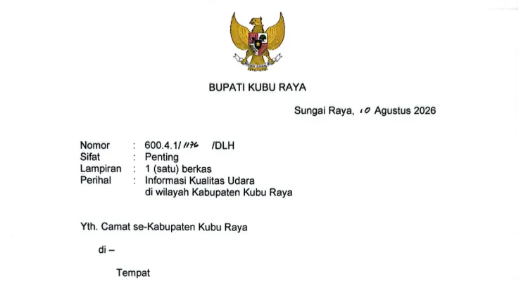 Kualitas Udara Menurun, Pemkab Kubu Raya Imbau Masyarakat Batasi Aktivitas di Luar