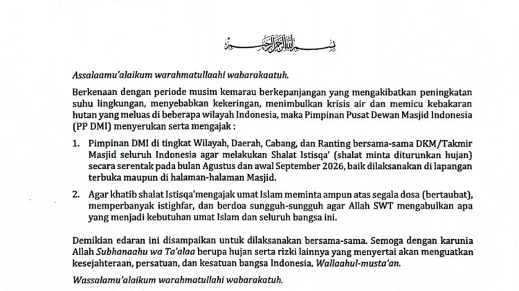 Kemarau Panjang, DMI Serukan Salat Istisqa'
