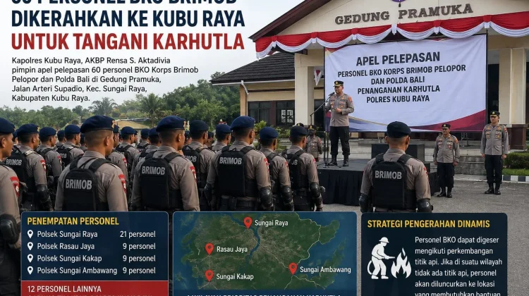 Polres Kubu Raya Kerahkan 60 Personel BKO Tangani Karhutla