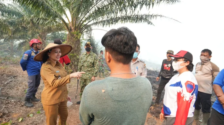 Kabut Asap Karhutla Kepung Permukiman, Bupati Landak Karolin Turun Tangan Bagikan