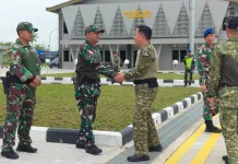 Dansatgas Yon 466 Sambut Pangkodau III di Manggelum