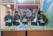 Satgas Yonarhanud 1/Pbc Gagalkan Penyelundupan 55,297 kilogram Sabu di Sambas