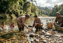 Harta Karun di Sungai Jernih: mencari ikan,sekadar mandi di sungai saat akhir pekan