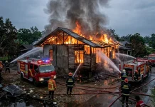 Rumah Kosong di Sungai Kakap Ludes Dilalap Api