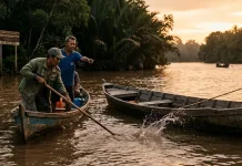 Buaya Muara Terkam Pemancing, Korban Belum Ditemukan