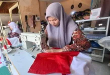 Ekspidisi Merah Putih Rumah JurnalisxMyPertamina, Sarah Bangga Jahit 1.000 Bender