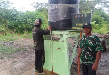 TMMD Hadirkan Sumur Bor, Warga Sambas Nikmati Air Bersih