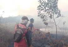Polsek Kendawangan Ground Check Titik Hotspot, Pastikan Tak Ada Kebakaran Aktif