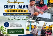 Bantuan 100 Geobag untuk Penguatan Kawasan Mangrove Desa Sungai Kupah