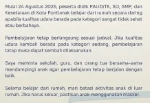 Kualitas Udara Memburuk, Siswa Pontianak Belajar dari Rumah
