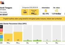 Update Kualitas Udara, ISPUnet: Pontianak Tidak Sehat