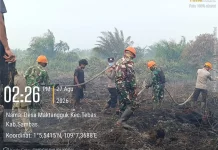 TNI-Polri Bersinergi Padamkan Karhutla di Desa Maktangguk Sambas