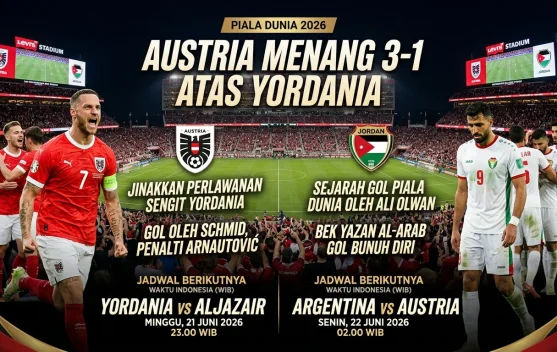 Piala Dunia 2026: Austria Jinakkan Perlawanan Yordania 3-1