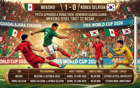 Meksiko Bungkam Korea Selatan 1-0 dan Segel Tiket 32 Besar Piala Dunia 2026