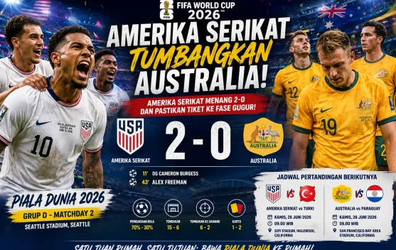 Piala Dunia 2026: Amerika Serikat vs Australia 2-0, Pastikan Tiket ke Fase Gugur