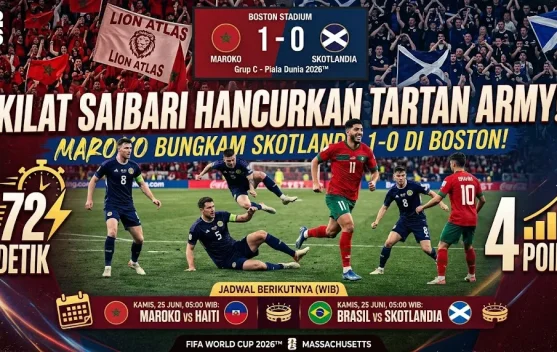 Piala Dunia 2026: Maroko vs Skotlandia 1-0, Kilat Saibari Pahlawan
