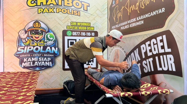 Pos Mudik Kebumen Favorit Pemudik, Sediakan Pijat dan Minuman Gratis