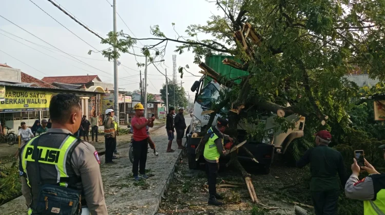 Truk Alami Kecelakaan Tunggal di Tarub Kabupaten Tegal