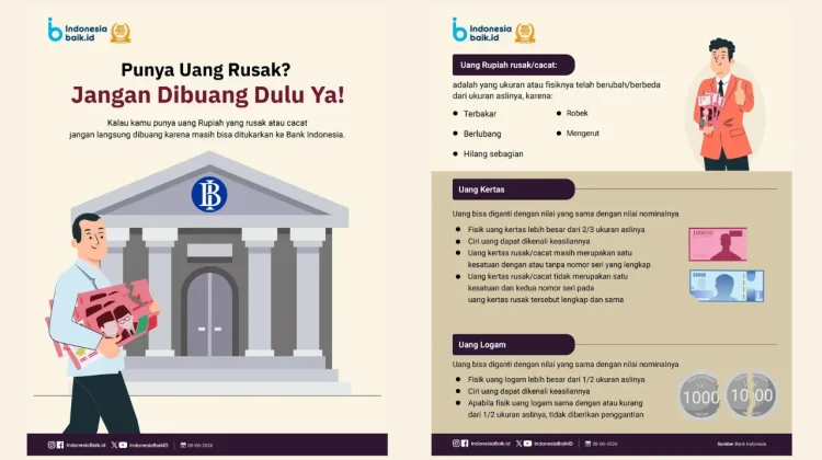 Jangan Dibuang, Begini Cara dan Syarat Menukarkan Uang Rusak ke Bank Indonesia