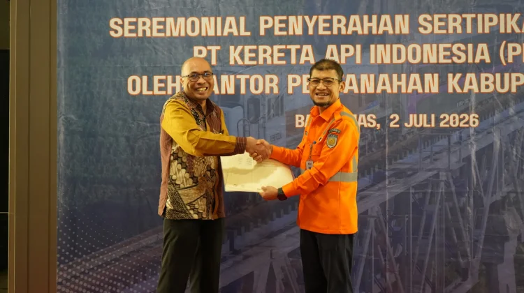KAI Daop 5 Purwokerto Terima 10 Sertifikat Elektronik Aset di Cilacap