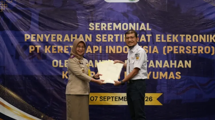 KAI Daop 5 Terima 46 Sertifikat Elektronik dari BPN Banyumas