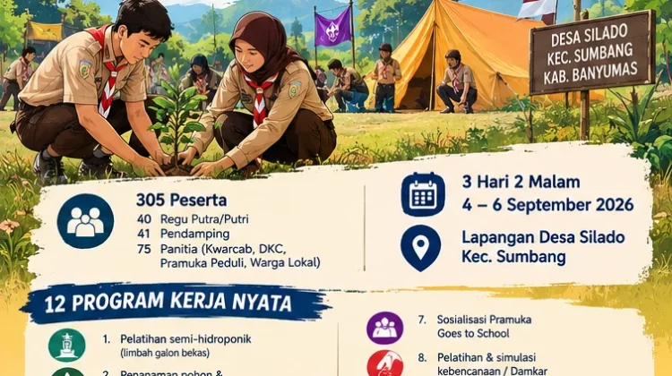 Kemah Bulan Bakti Pramuka Banyumas Hadirkan 12 Program Pengabdian