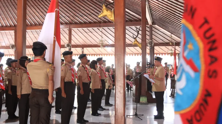 Pasukan Tunas Muda Banyumas Siap Bertugas di Hari Pramuka