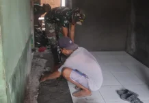 Program TMMD Brebes, Pemasangan Keramik RLTH Hampir selesai