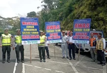 Jalur Mudik di Purbalingga Dipasang Rambu Portabel