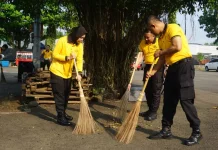Dukung ASRI, Polres Purbalingga Gandeng Berbagai Pihak Bersihkan Lingkungan GOR