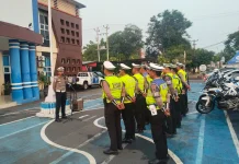 Personel Satlantas Polres Tegal Laksanakan BKO Pengamanan Kunjungan RI 1