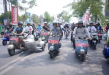 Kaka Slank dan Bupati Banyumas Pimpin Ratusan Skuteris Keliling Purwokerto