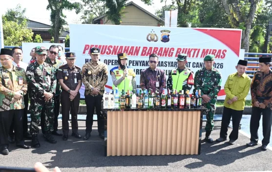 Polres Purbalingga Musnahkan 2.077 Botol Miras Hasil Operasi Pekat Candi 2026