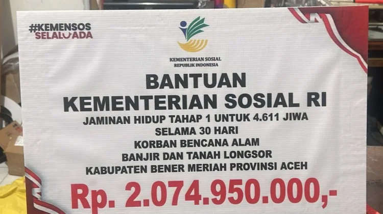 Kemensos Salurkan Jadup Korban Bencana Aceh