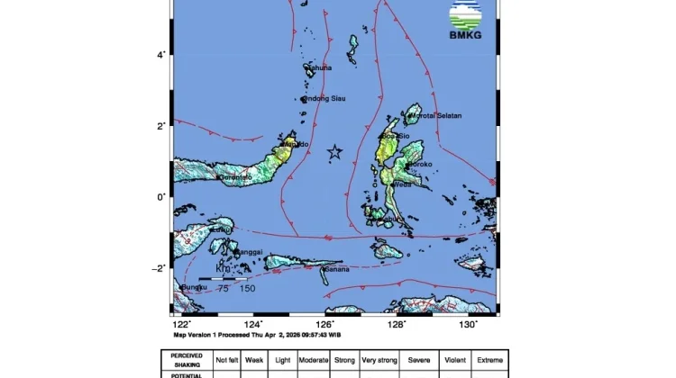 Titik-Titik Tsunami yang Terjadi usai Gempa 7,6 Magnitudo di Sulawesi Utara