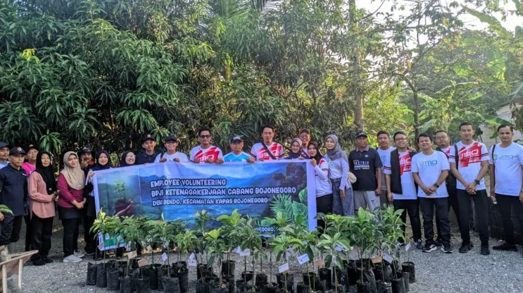 Peduli Lingkungan, BPJS Ketenagakerjaan Bojonegoro Gelar Aksi Tanam 60 Pohon Alpu