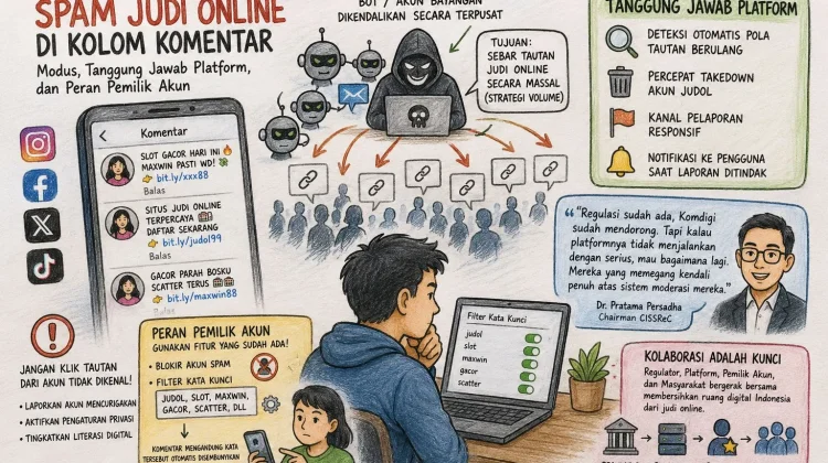 CISSReC: Spam Judi Online di Medsos Manfaatkan Celah Moderasi