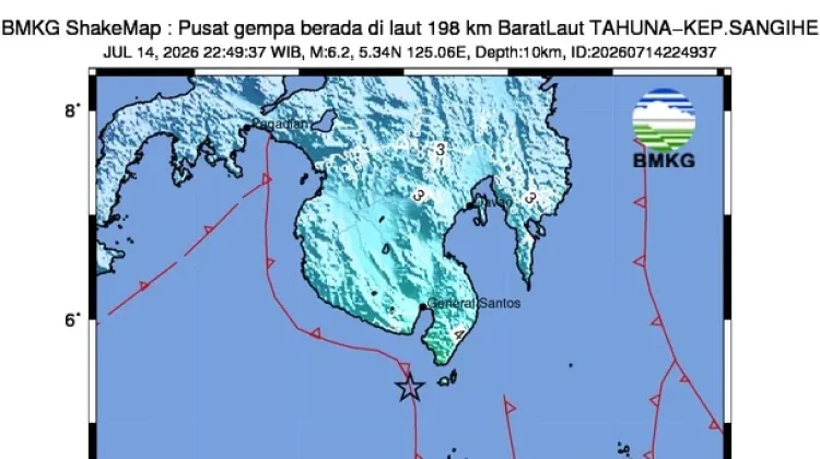 Gempa M 6,2 Guncang Tahuna Kepulauan Sangihe Sulut