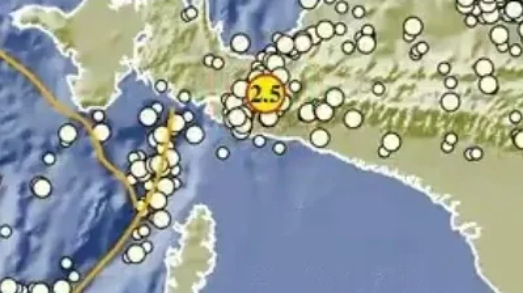 Gempa Magnitudo 2,5 Landa Barat Daya Nabire, Papua