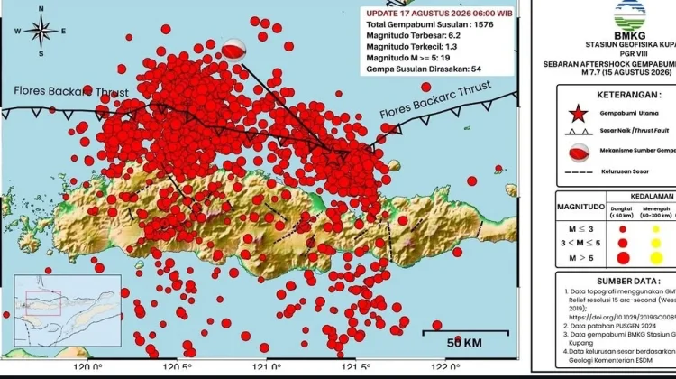 BMKG Catat 1.576 Gempa Susulan Pascagempa M7,7 Flores