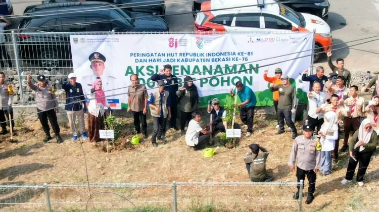 Pemkab Bekasi Tanam 100 Pohon di Lahan Bekas Penggusuran