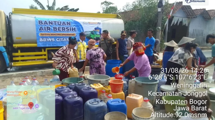 Kementerian PU Salurkan 11.800 Liter Air Bersih Atasi Kekeringan di Jonggol