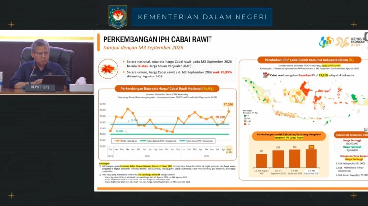 Harga Cabai Rawit Pekan Ketiga September Tembus Rp77 Ribu