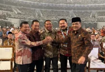 Momen Hangat Presiden Prabowo Sapa Kapolri, Panglima, dan Jaksa Agung di Harkopnas